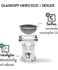 Glaskopf Dschinni Nero Kristall Glas mit Seflex und Vulcan Air